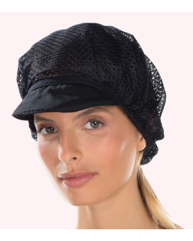 Casquette professionnelle noire avec visière et maille ajourée